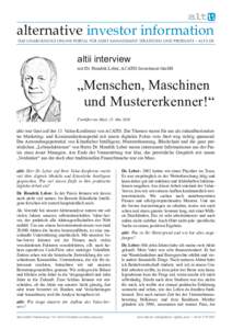 alternative investor information DAS UNABHÄNGIGE ONLINE-PORTAL FÜR ASSET MANAGEMENT STRATEGIEN UND PRODUKTE – ALTII.DE altii interview mit Dr. Hendrik Leber, ACATIS Investment GmbH