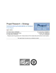 Propel Research + Strategy Institutionalizing Sustainability on Campus Final Report AprilMr. Andrew AdamsMr. Zamir Janmohamed)