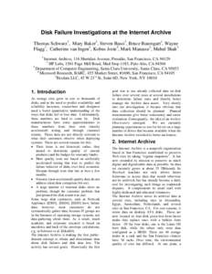 Disk Failure Rate Determination at the Internet Archive