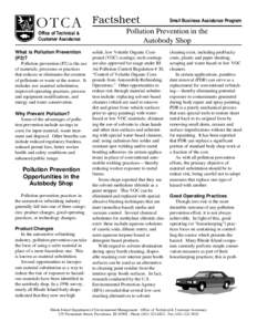 RI DEM/OTCA- Pollution Prevention in the Autobody Shop Fact Sheet