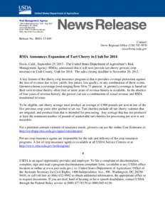 Risk Management Agency 1400 Independence Ave., S.W. Stop 0801 Washington, DC[removed]Voice[removed]Email: [removed] Web: http://www.rma.usda.gov