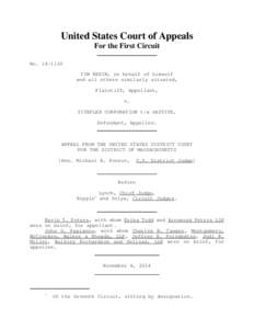 United States Court of Appeals For the First Circuit No[removed]TIM KERIN, on behalf of himself and all others similarly situated, Plaintiff, Appellant,