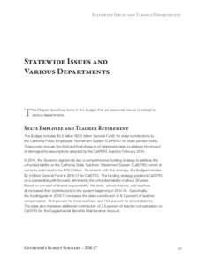 Statewide Issues and Various Departments  Statewide Issues and Various Departments  T