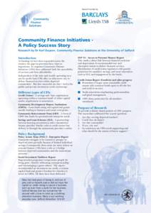 Research funded by:  Community Finance Solutions