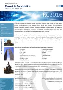 8th Conference on  Reversible Computation July 7h - 8th, 2016, Bologna, Italy  RC2016