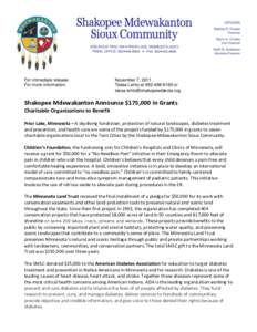 Sioux / Shakopee-Mdewakanton Indian Reservation / American Diabetes Association / Mdewakanton / Shakopee /  Minnesota / JDRF / Minneapolis / Diabetes mellitus type 1 / Prior Lake /  Minnesota / Geography of Minnesota / Minnesota / Diabetes