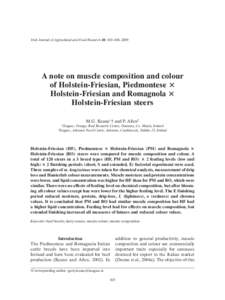 Irish Journal of Agricultural and Food Research 48: 103–108, 2009  A note on muscle composition and colour of Holstein-Friesian, Piedmontese × Holstein-Friesian and Romagnola × Holstein-Friesian steers