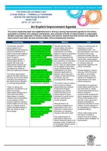 TEACHING AND LEARNING AUDIT 8 PAGE PROFILE – “TOWNSVILLE THURINGOWA CENTRE FOR CONTINUING SECONDARY EDUCATION” DATE: 15TH JULY 2013