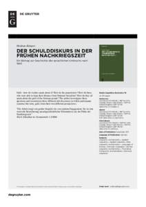 Heidrun Kämper  DER SCHULDDISKURS IN DER FRÜHEN NACHKRIEGSZEIT Ein Beitrag zur Geschichte des sprachlichen Umbruchs nach 1945