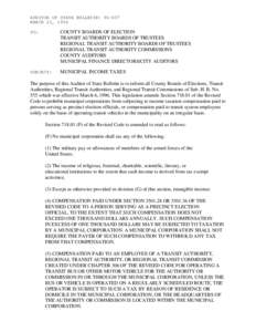 AUDITOR OF STATE BULLETIN: [removed]MARCH 22, 1996 TO: COUNTY BOARDS OF ELECTION TRANSIT AUTHORITY BOARDS OF TRUSTEES