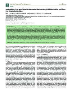 Legume ipmPIPE: A New Option for Generating, Summarizing, and Disseminating Real-Time Pest Data to Stakeholders M. A. C. Langham,1 H. F. Schwartz,2 S. A. Tolin,3 J. Golod,4 J. Laforest,5 AND