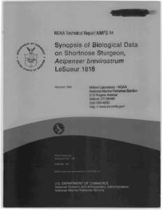 NOAA Technical Report NMFS 14  Synopsis of Biolog·cal Oa a on Shortnose Sturgeon, Acipenser brevirostrum LeSueur 1818