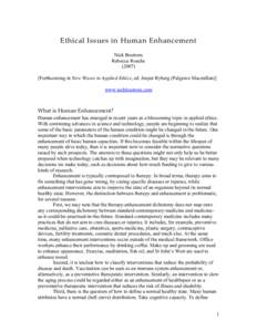 WHAT IS HUMAN ENHANCEMENT