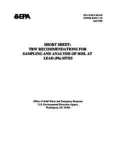 EPA #540-F[removed]OSWER #[removed]April 2000 SHORT SHEET: TRW RECOMMENDATIONS FOR