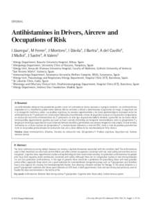 Antihistamines in driving and piloting  ORIGINAL Antihistamines in Drivers, Aircrew and Occupations of Risk