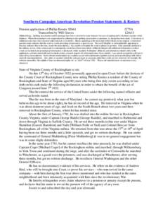 Southern Campaign American Revolution Pension Statements & Rosters Pension application of Phillip Koontz S5661 Transcribed by Will Graves f27VA[removed]