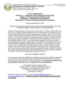 STATE OF CALIFORNIA | Business, Consumer Services and Housing Agency  GOVERNOR EDMUND G. BROWN JR. DEPARTMENT OF FAIR EMPLOYMENT & HOUSING