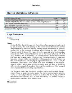 Lesotho Relevant International Instruments International Instruments