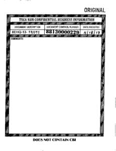 ORIGINAL TSCA NON-CONFIDENTIAL BUSINESS INFORMATION DOCUMENT DESCRIPTION DOCUMENT CONTROL NUMBER