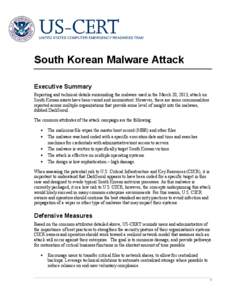 South Korean Malware Attack
