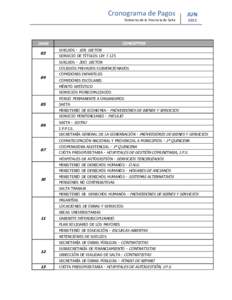 Cronograma de Pagos  JUN Gobierno de la Provincia de Salta