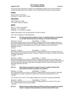 Microsoft Word - August 6, 2014 Council Meeting Minutes Store Copy.doc
