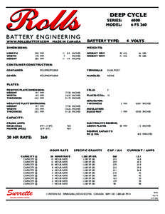 DEEP CYCLE SERIES: MODEL: WWW.ROLLSBATTERY.COM