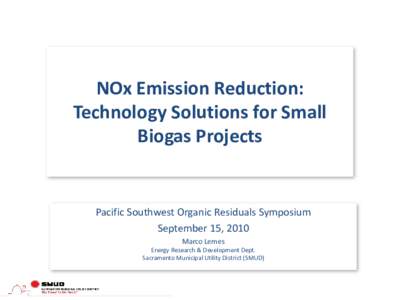 NOx Emission Reduction: Technology Solutions for Small Biogas Projects