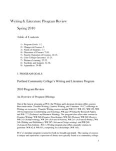 Writing & Literature Program Review Spring 2010 Table of Contents[removed])