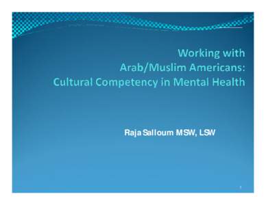Raja Salloum MSW, LSW  1 Who are the Arabs? The Arab American population in the United