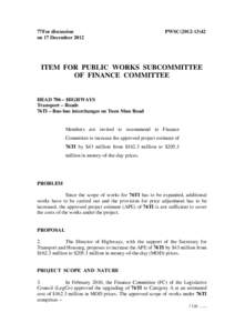 77For discussion on 17 December 2012 PWSC[removed]ITEM FOR PUBLIC WORKS SUBCOMMITTEE