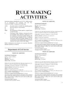 RULE MAKING ACTIVITIES Each rule making is identified by an I.D. No., which consists of 13 characters. For example, the I.D. No. AAM[removed]E indicates the following: