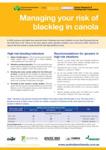 Association CAA Canola Of Australia Managing your risk of blackleg in canola