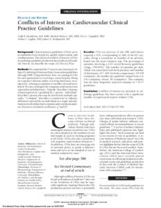 ORIGINAL INVESTIGATION  HEALTH CARE REFORM Conflicts of Interest in Cardiovascular Clinical Practice Guidelines
