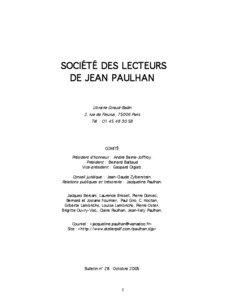 SOCIÉTÉ DES LECTEURS DE JEAN PAULHAN Librairie Giraud-Badin