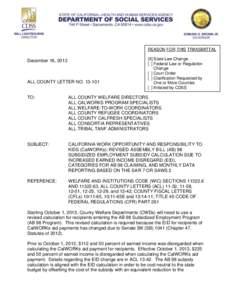 REASON FOR THIS TRANSMITTAL  December 16, 2013 ALL COUNTY LETTER NO[removed]