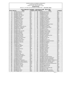 INDIAN COUNCIL OF MEDICAL RESEARCH V.RAMALINGASWAMI BHAWAN ANSARI NAGAR, NEW DELHI[removed]NOTIFICATION RESULT** OF ICMR/JRF ENTRANCE EXAMINATION - 13th JULY, 2014