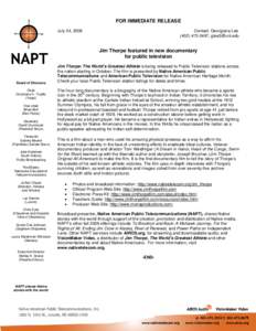 Microsoft Word - NAPTPressRelease-JimThorpe