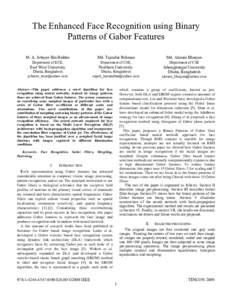 The Enhanced Face Recognition using Binary Patterns of Gabor Features