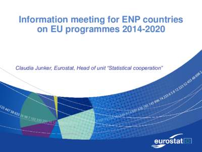 Information meeting for ENP countries on EU programmes[removed]Claudia Junker, Eurostat, Head of unit “Statistical cooperation”  The European Statistical programme