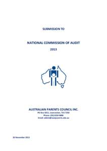 SUBMISSION TO  NATIONAL COMMISSION OF AUDIT[removed]AUSTRALIAN PARENTS COUNCIL INC.