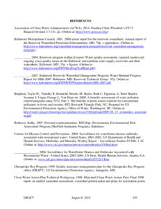 REFERENCES Association of Clean Water Administrators (ACWA[removed]Funding Chart (President’s FY15 Request)(revised[removed]2p. (Online at: http://www.acwa-us.org/) Baltimore Metropolitan Council[removed]action re