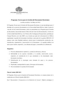 UNIVERSIDAD SIMÓN BOLÍVAR SECRETARÍA Programa @urora para la Gestión del Documento Electrónico (versión revisada el 3 de Mayo deEl Programa @urora para la Gestión del Documento Electrónico es una metodolog