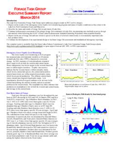 FORAGE TASK GROUP EXECUTIVE SUMMARY REPORT MARCH 2014 Lake Erie Committee REPRESENTING THE FISHERY MANAGEMENT AGENCIES OF LAKE ERIE AND LAKE ST. CLAIR