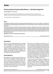 Cardiovascular physiology / Pleural effusion / Medical tests / Ascites / Syndromes / Malignant pleural effusion / Thoracentesis / Parapneumonic effusion / Pleural cavity / Medicine / Health / Anatomy