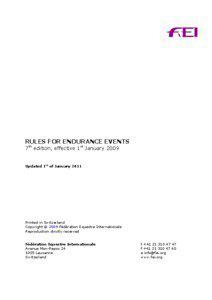 RULES FOR ENDURANCE EVENTS 7th edition, effective 1st January 2009