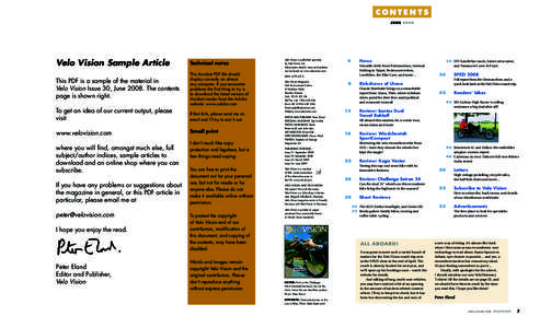 CON T E N T S JUNE 2008 Velo Vision Sample Article  Technical notes