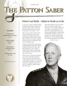 WINTER[removed]The Patton Saber Patton’s Last Battle – Valiant in Death as in Life  FEATURES