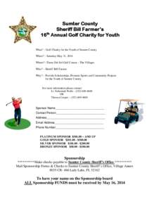 Sumter County Sheriff Bill Farmer’s 16th Annual Golf Charity for Youth