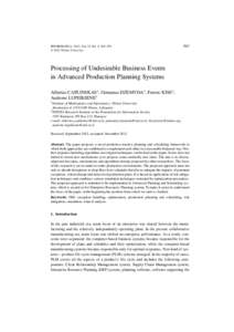 INFORMATICA, 2012, Vol. 23, No. 4, 563–579 © 2012 Vilnius University 563  Processing of Undesirable Business Events